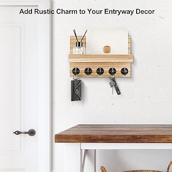 Wall Key Holder, Decorative Mail Holder with Shelves - Includes 25*30*10 Swedish Wood Hanger-ANK141