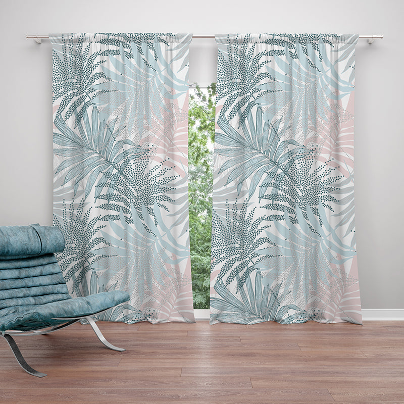 Light blue and pink leaf curtain-AMN2133