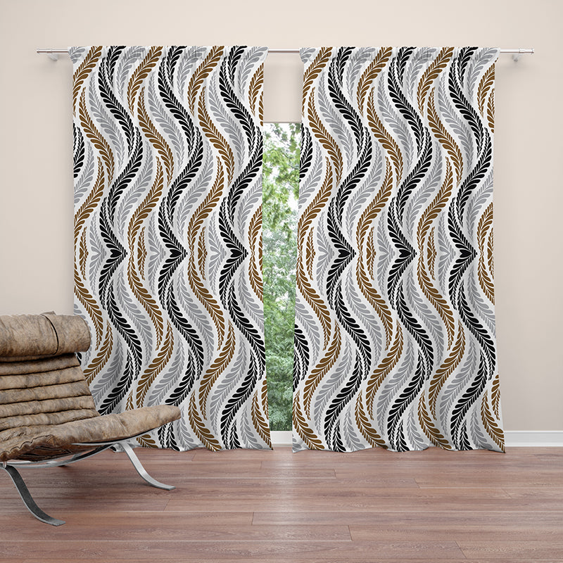 Brown and gray pattern curtain-AMN2143