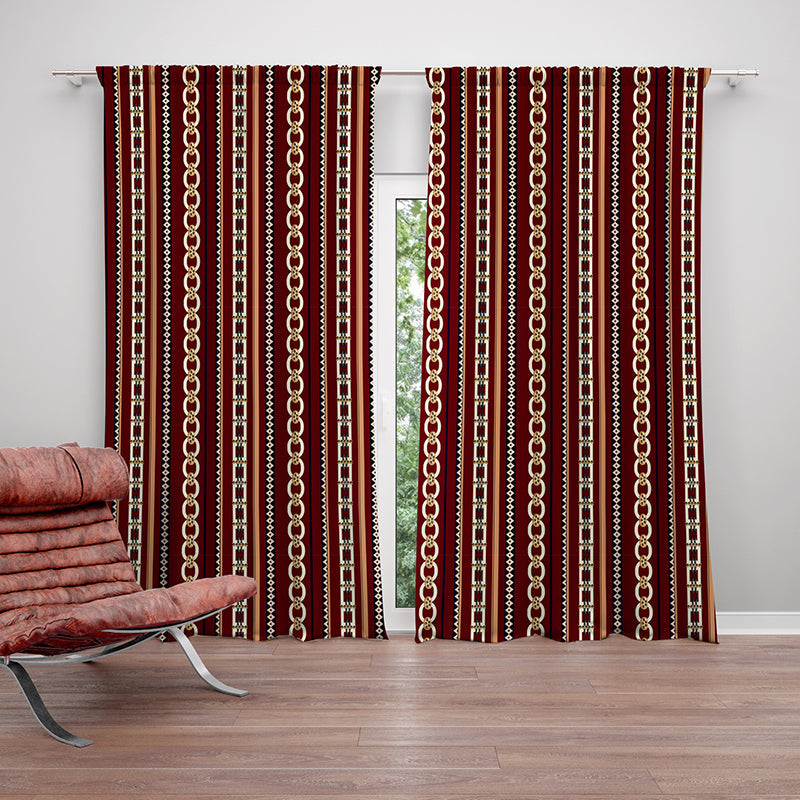 Burgundy pattern curtain-AMN2145