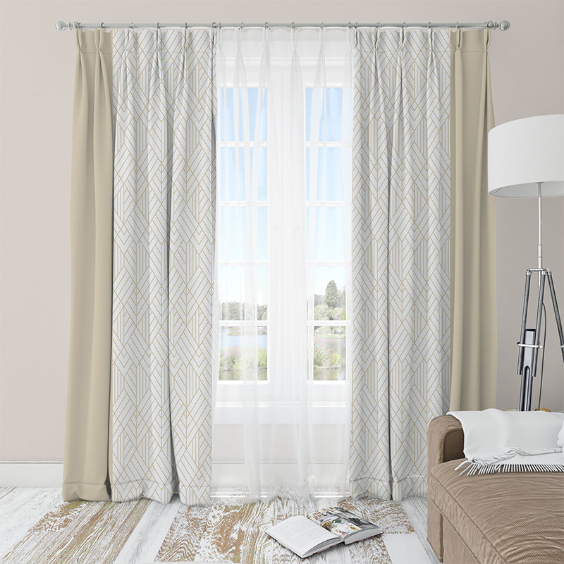 Patterned curtain, two halves-AMN2153