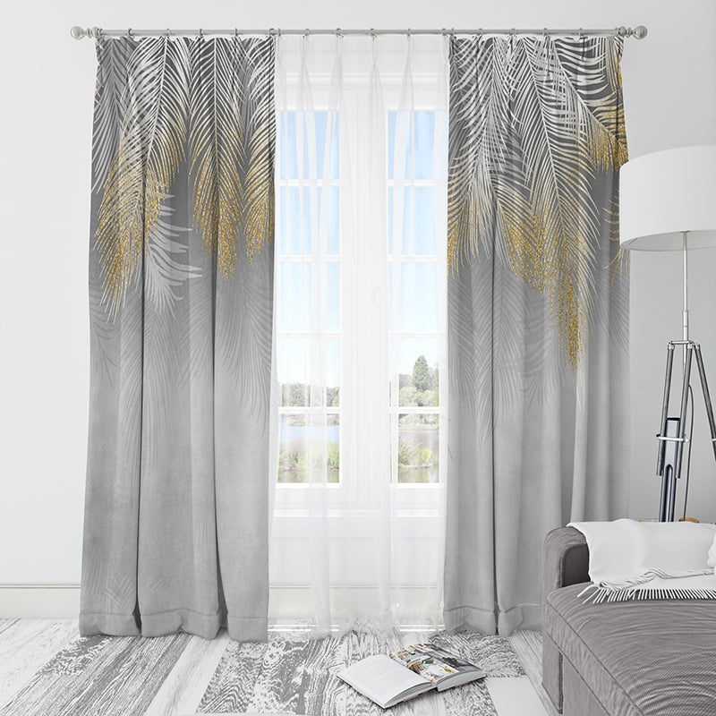 Gray and gold feather curtain-AMN2154