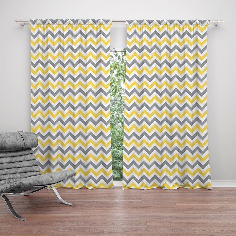 Yellow and gray zigzag curtain-AMN2161