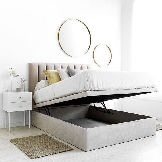 160cm bed mechanism, beige-FU086