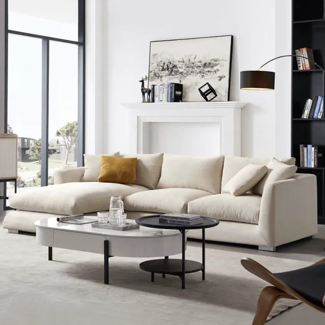 Beige corner sofa-FU69