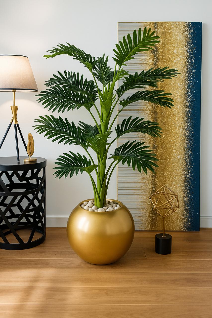 Fiberglass planting pot with artificial plant - 100 x 40 cm-HMLX15