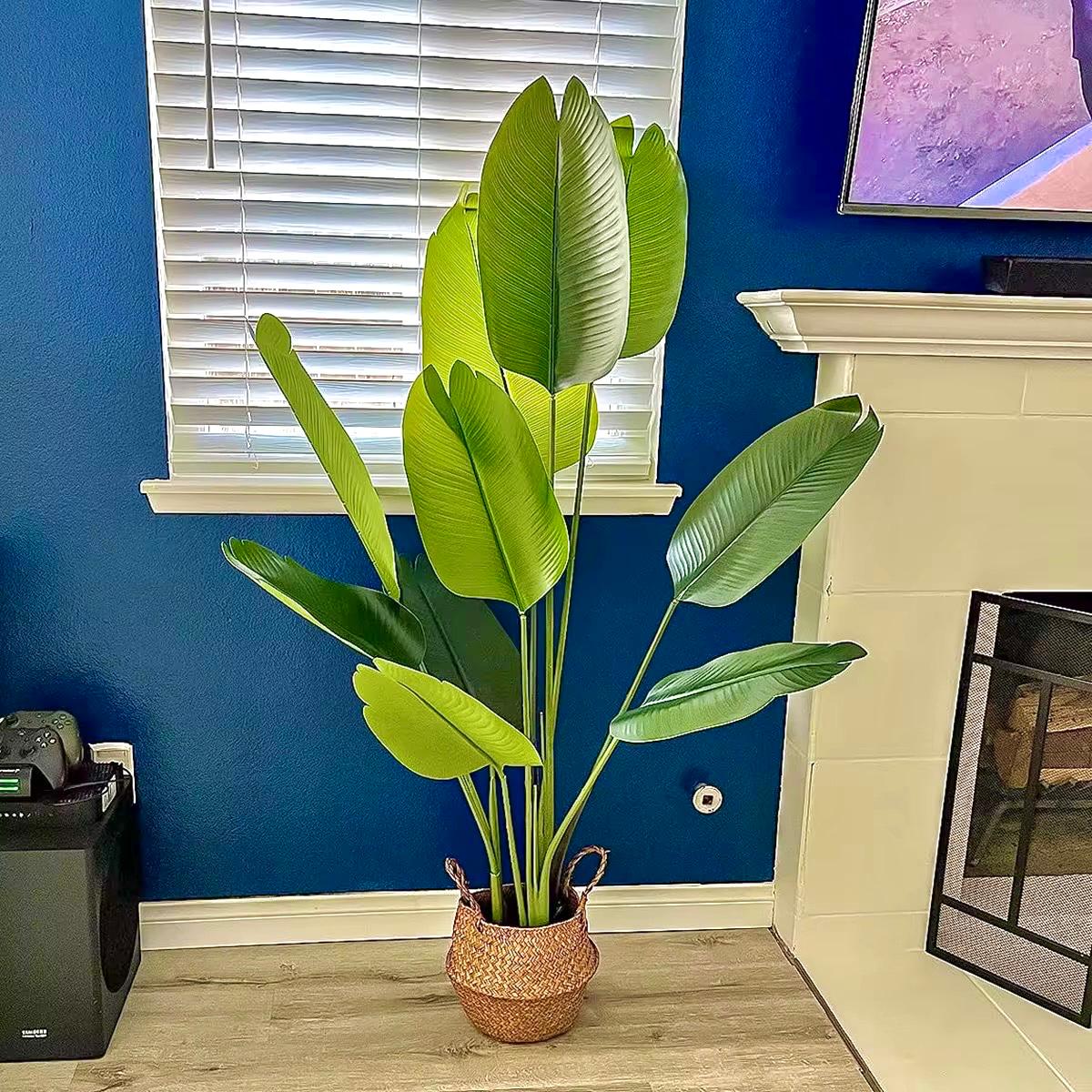 Artificial banana tree with wicker planter - 160 x 60 cm-HMLX27