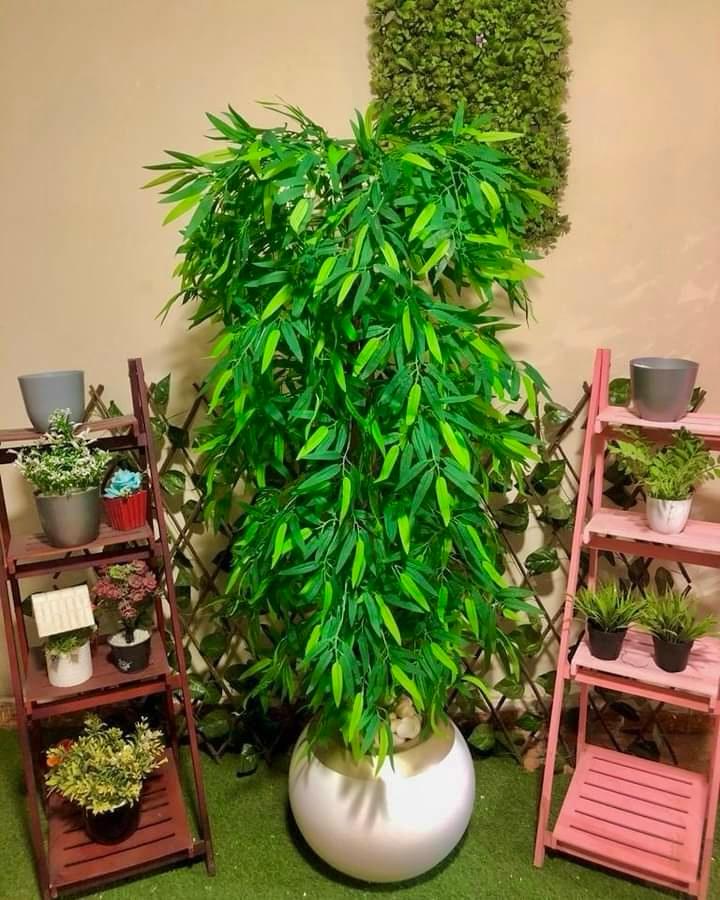 Fiberglass planter with artificial willow tree - 170 x 45 cm-HMLX46