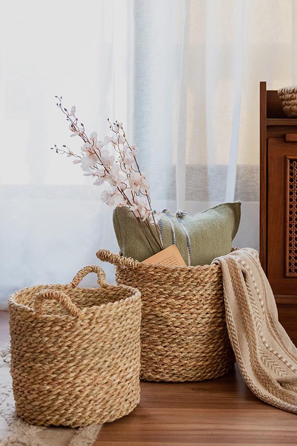 Hand rope planter - 2 pieces - Beige-HMLX58