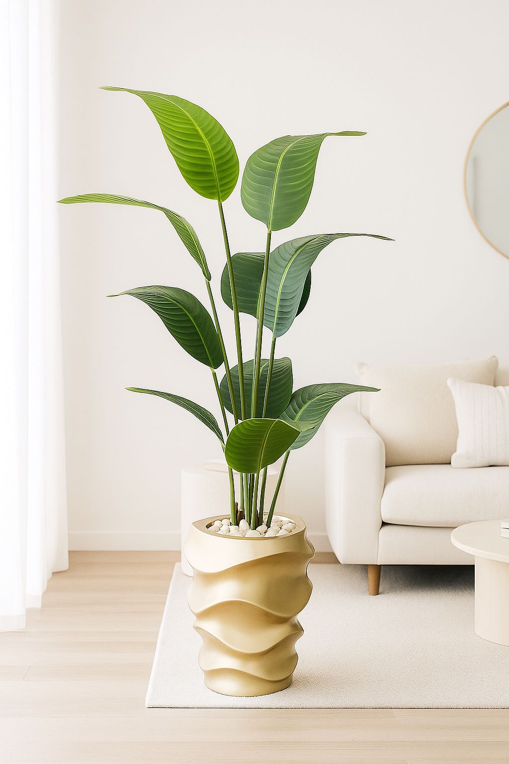Fiberglass planter with artificial plant -HMLX5