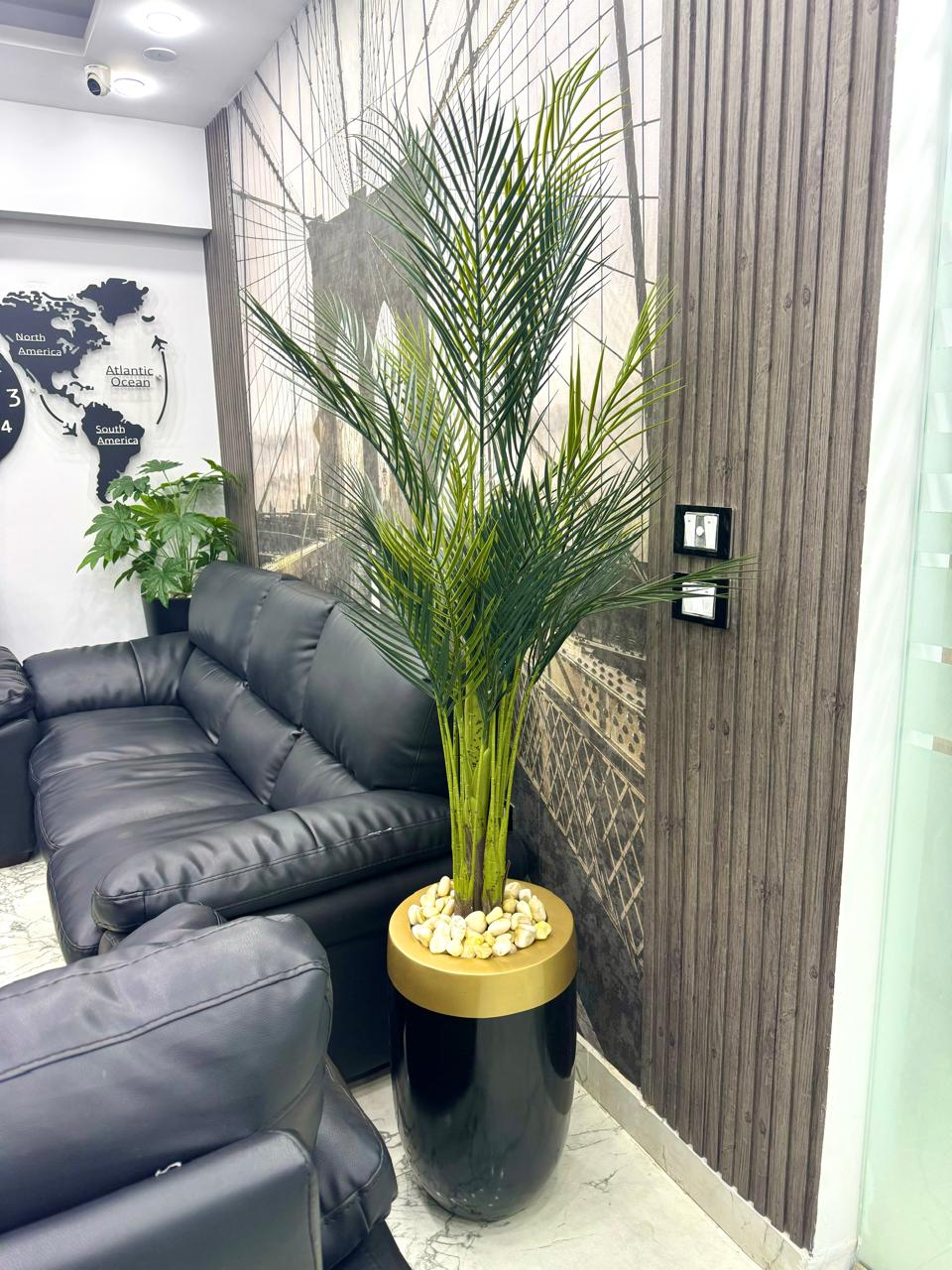 Fiberglass planter with artificial palm tree - 185 x 45 cm-HMLX60