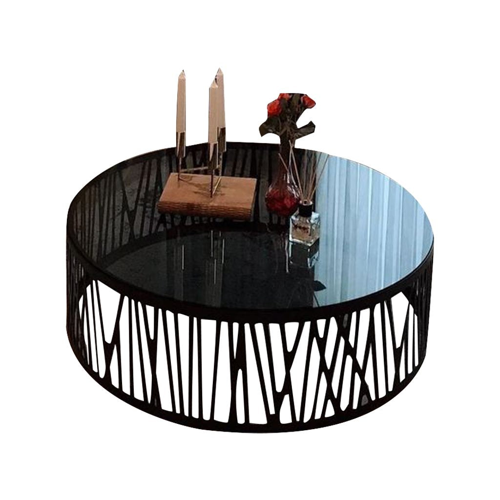 طاولة قهوة من الفولاذ والزجاج الأسود - DS75