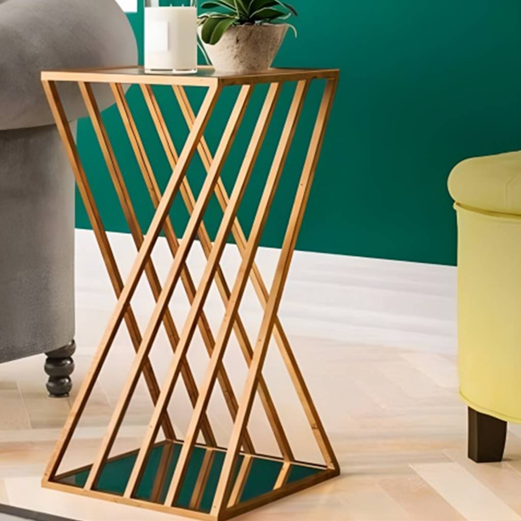 طاولة جانبية، 65 × 40 × 40 سم - ذهبي - DS7