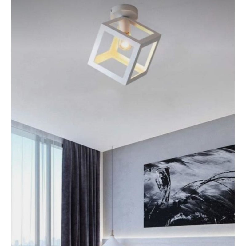 Cube Shape Pendant Light, White - 102-Ep