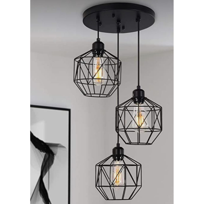 Triple Octa chandelier, Black - 1088-CH