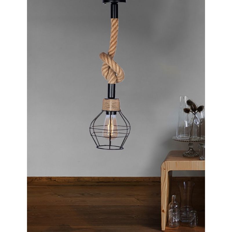 Bomb Rope Ceiling Light, 18 CM, Black & Beige - P1071