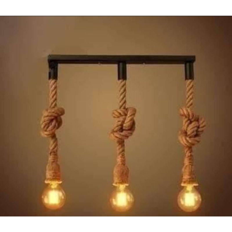 3 Ropes Pendant, 50 CM, Black & Beige - C218