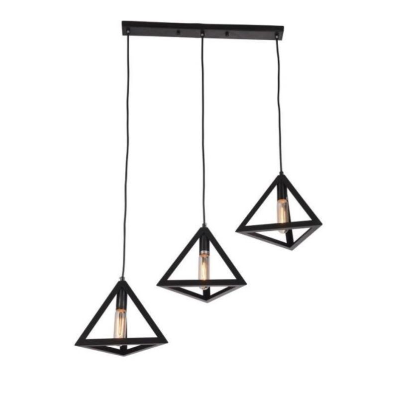3 Lines Pendant, 50 CM, Black- C219