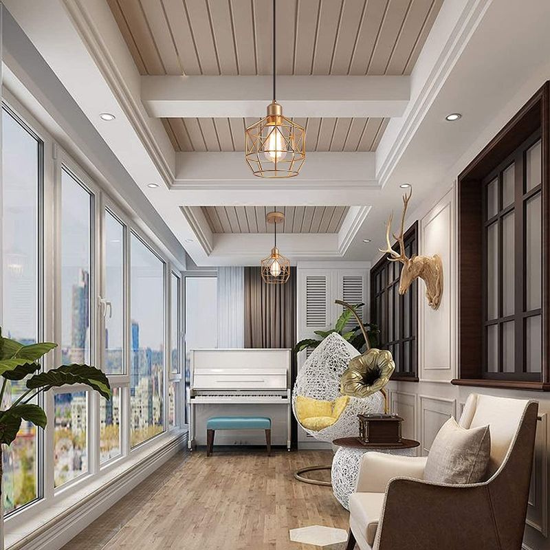 Hexagon Pendant, 22 CM, Gold - C92