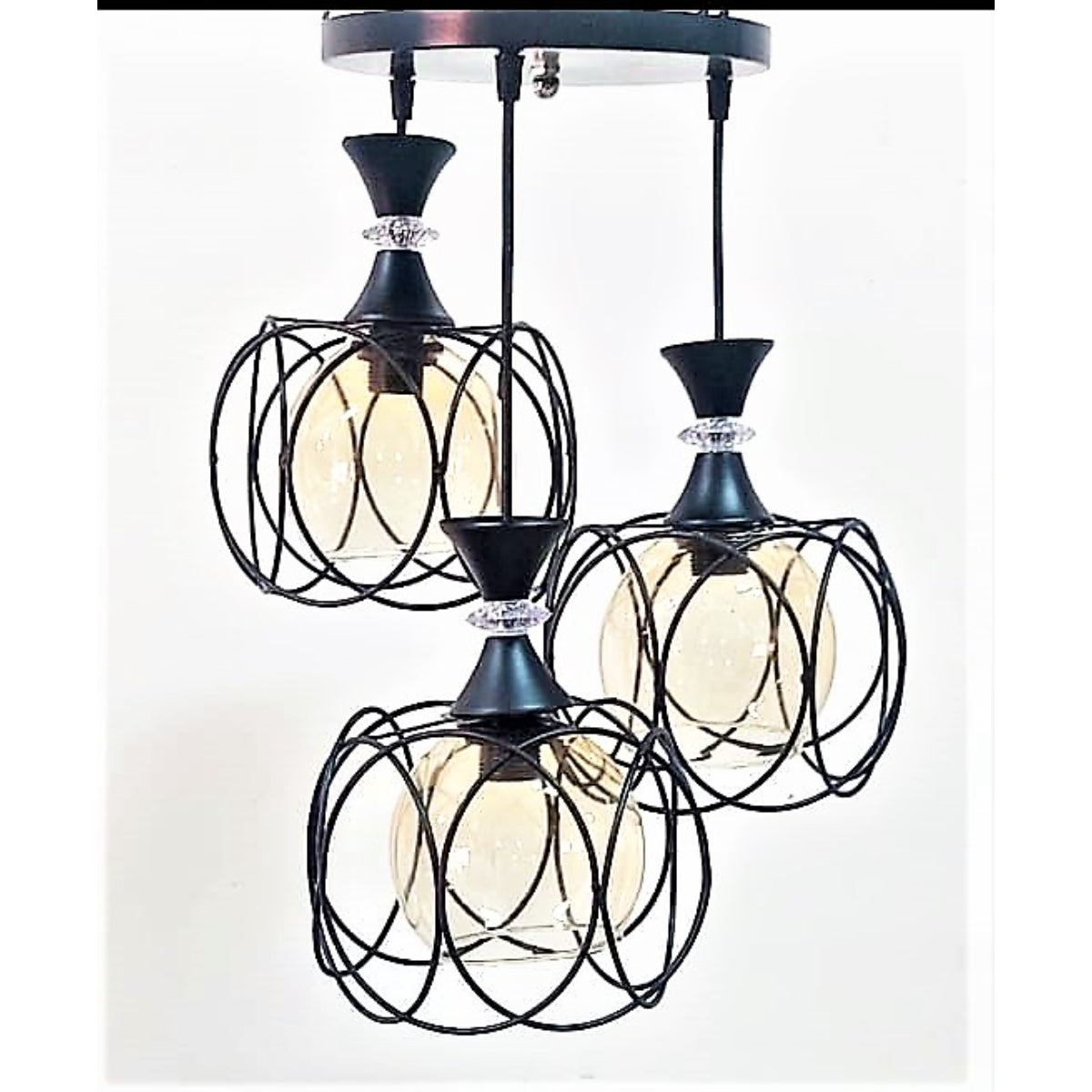 Triple Chandelier, Black/Beige - KM-EG6-30