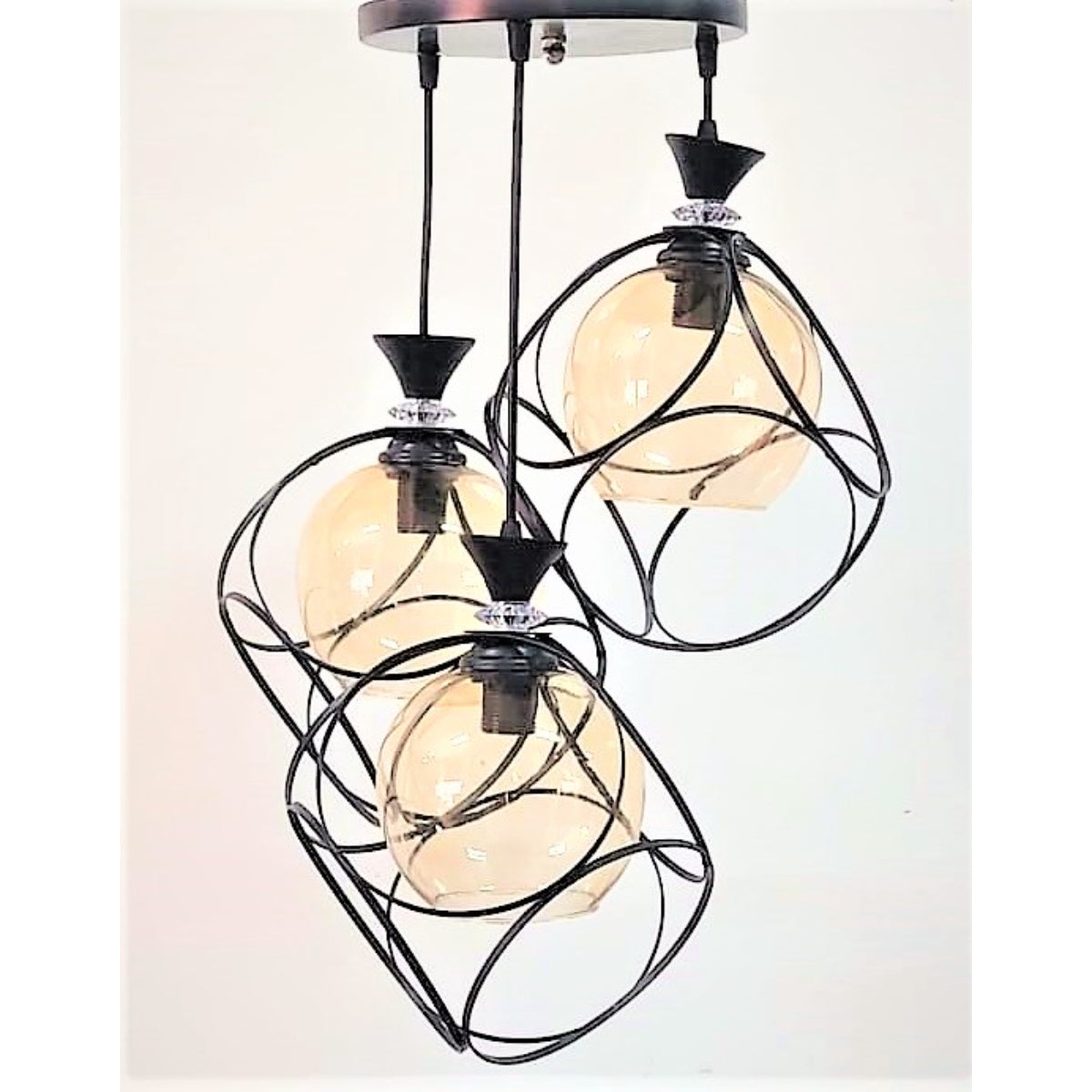 Triple Chandelier, Black/Beige - KM-EG6-31