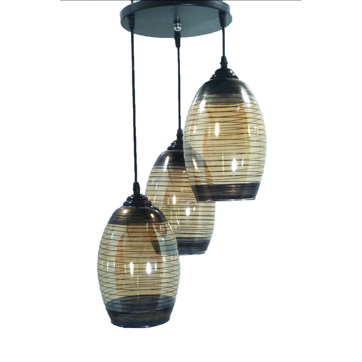 Triple Chandelier, Black/Brown - KM-EG6-38