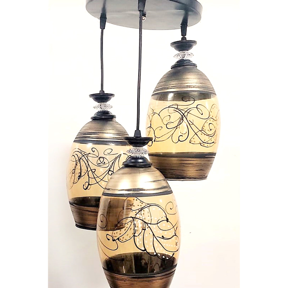 Triple Chandelier, Black/Brown - KM-EG6-45