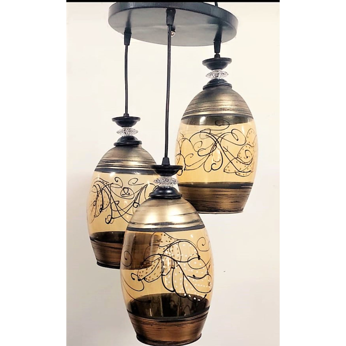 Triple Ceiling Lamp, Black/Brown - KM-EG6-57
