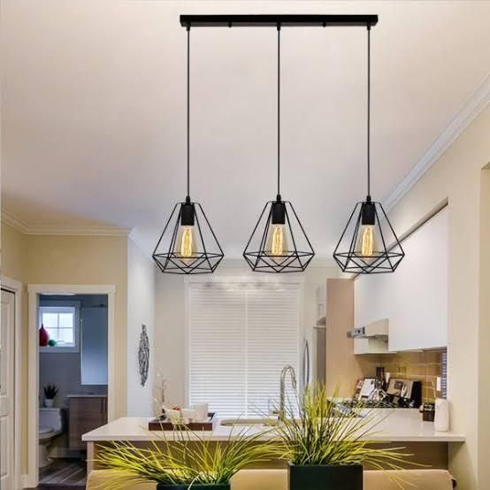 Triple Jewel Pendant Light with Rectangular Base