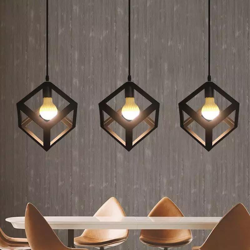 Triple Cubic Pendant Light with Rectangular Base