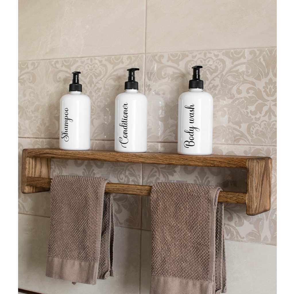 Swedish wood wall Shelves for multiple uses with towel, 60 x 10 x 10 cm - -ANK103