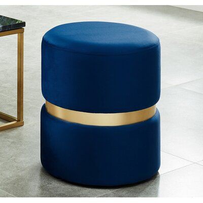 Medium cylindrical stainless steel Pouf (Blue)