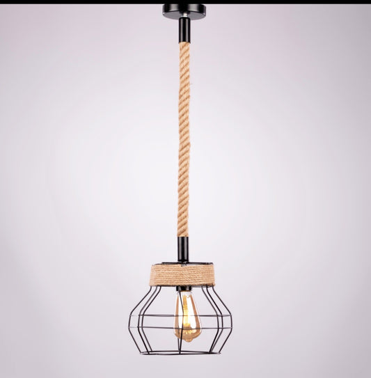 Metal and Linen Ceiling Lamp