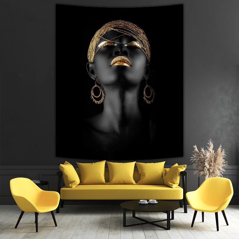 Tapestry Black Decor - African Girl - AMN#17