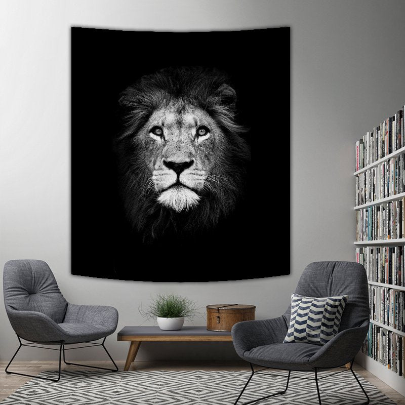 Black decor tapestry - lion - AMN#18