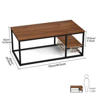 Coffee Table With Shelf Black & Brown- CT-3600