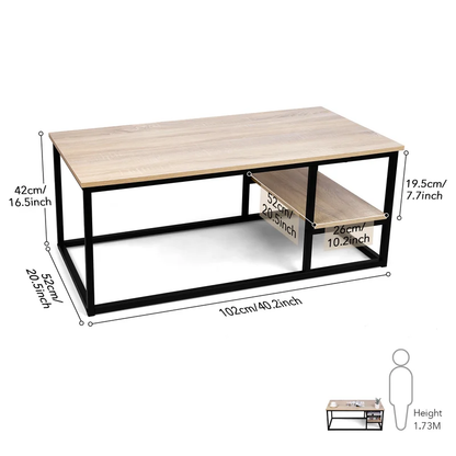 Coffee Table With Shelf Black & Beige - CT-3500