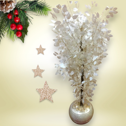 White benjamina tree + beige acrylic boots-CF-259