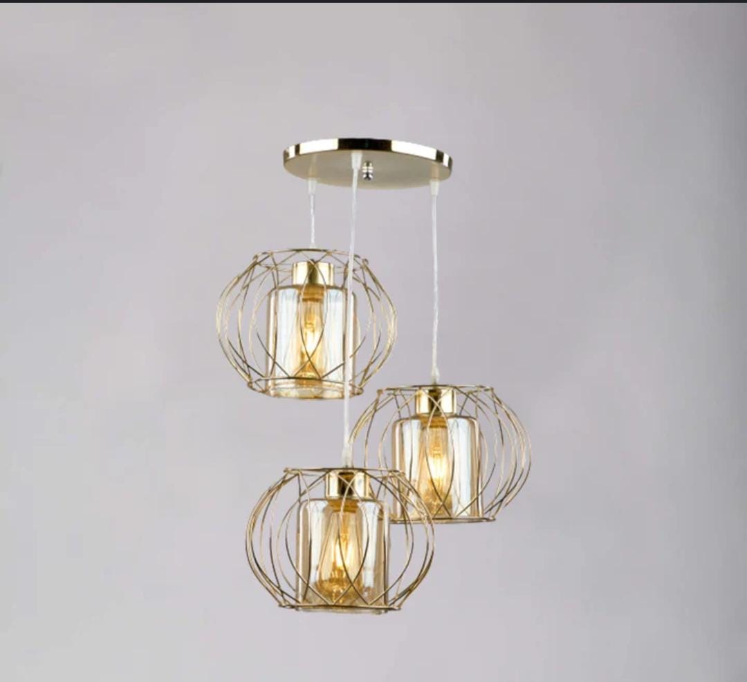 Modern pendant, 3 bulbs-as-380