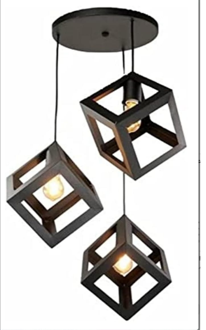 Cubic metal lighting fixture, 3 bulbs-as-465