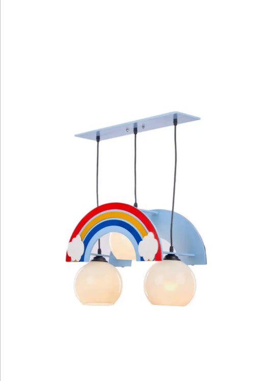 Modern wooden children's chandelier, 3 bulbs-as-490