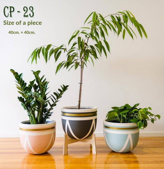 مجموعة من أواني النباتات الفخارية (3 قطع) - CP-23