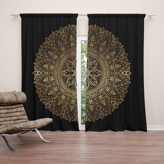 Black curtain with gold handkerchief, two halves-AMN2126