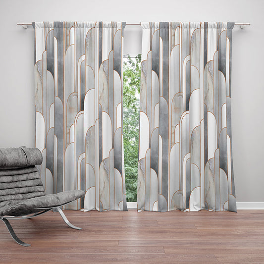Gray pattern curtain-AMN2137