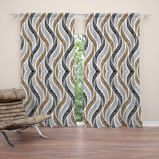 Brown and gray pattern curtain-AMN2143