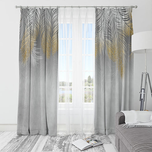 Gray and gold feather curtain-AMN2154