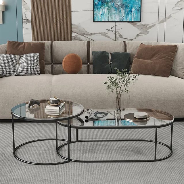 Oval nesting tables set-H063