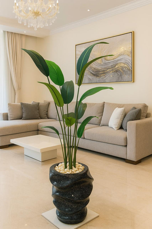 Artificial plant with fiberglass planting pot -HMLX12