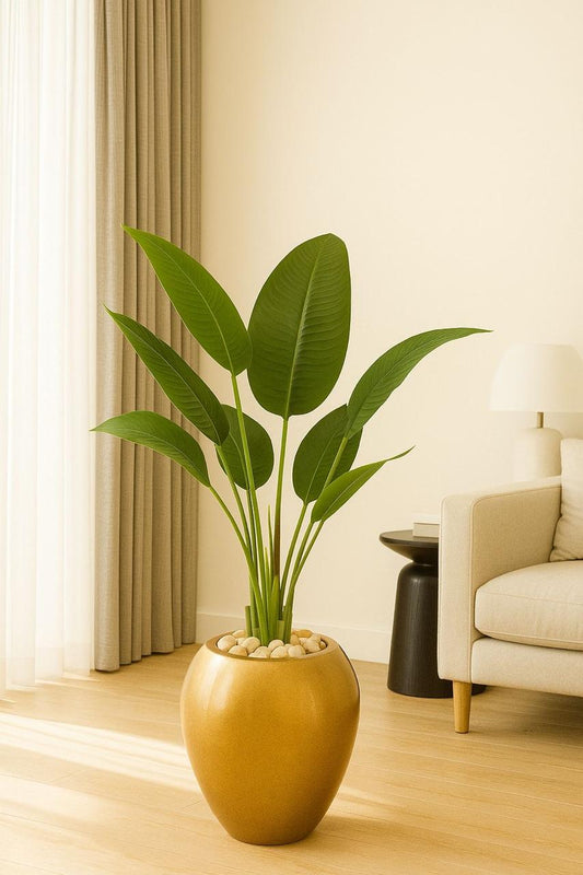 Fiberglass planter with artificial plant - 130 x 45 cm-HMLX14
