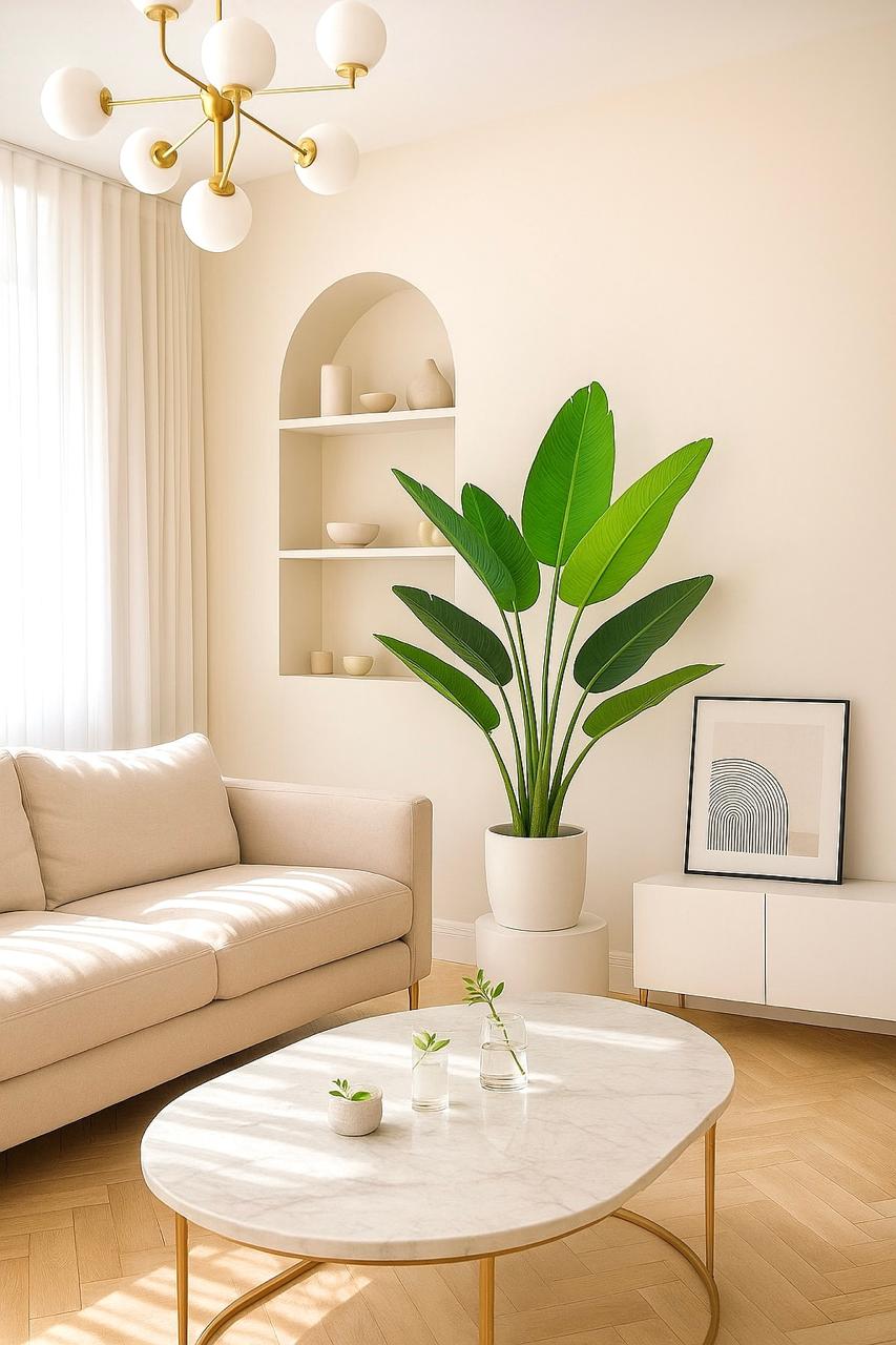 Plastic planter with artificial banana tree - 90 x 55 cm-HMLX36
